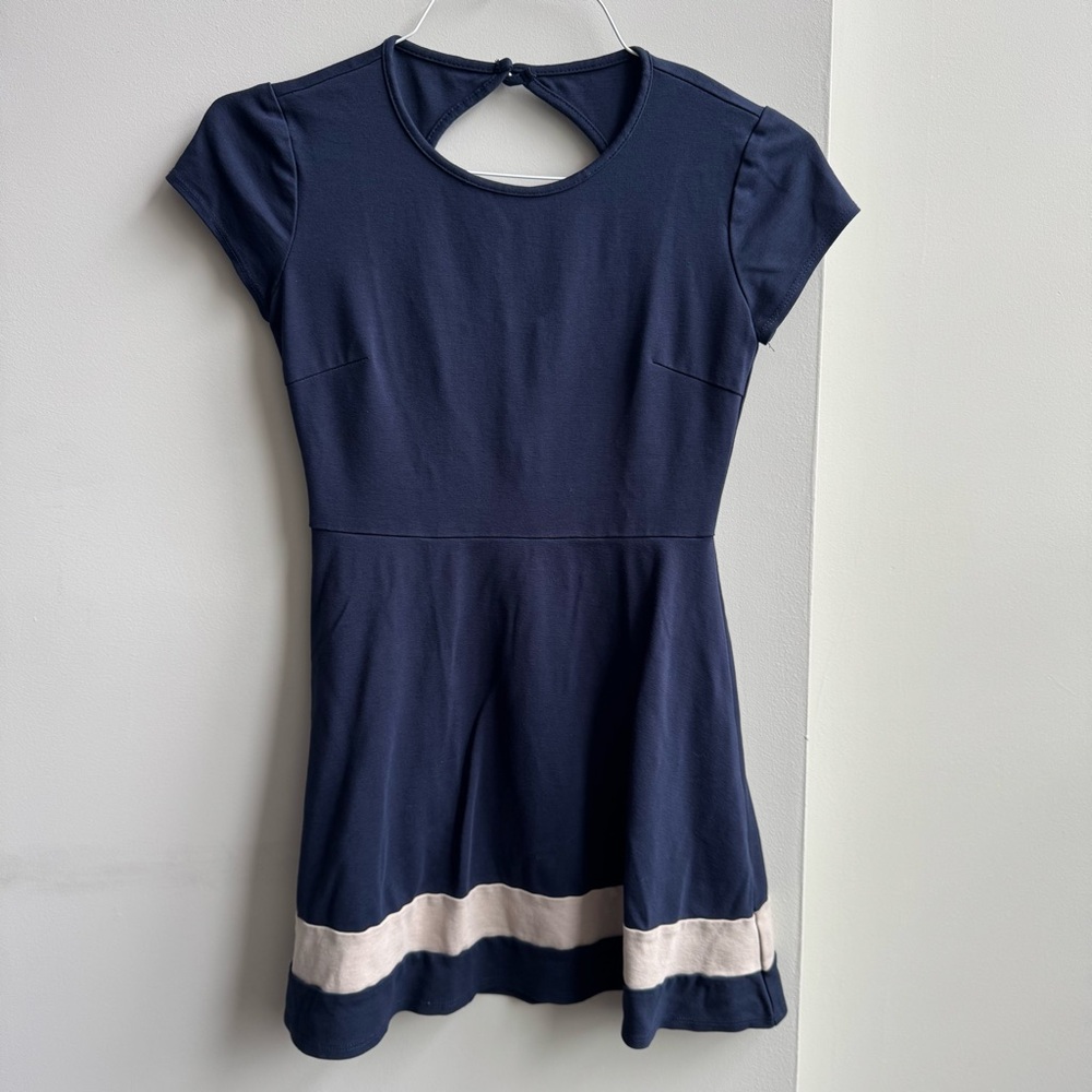 B Darlin Navy and Cream Juniors Dress